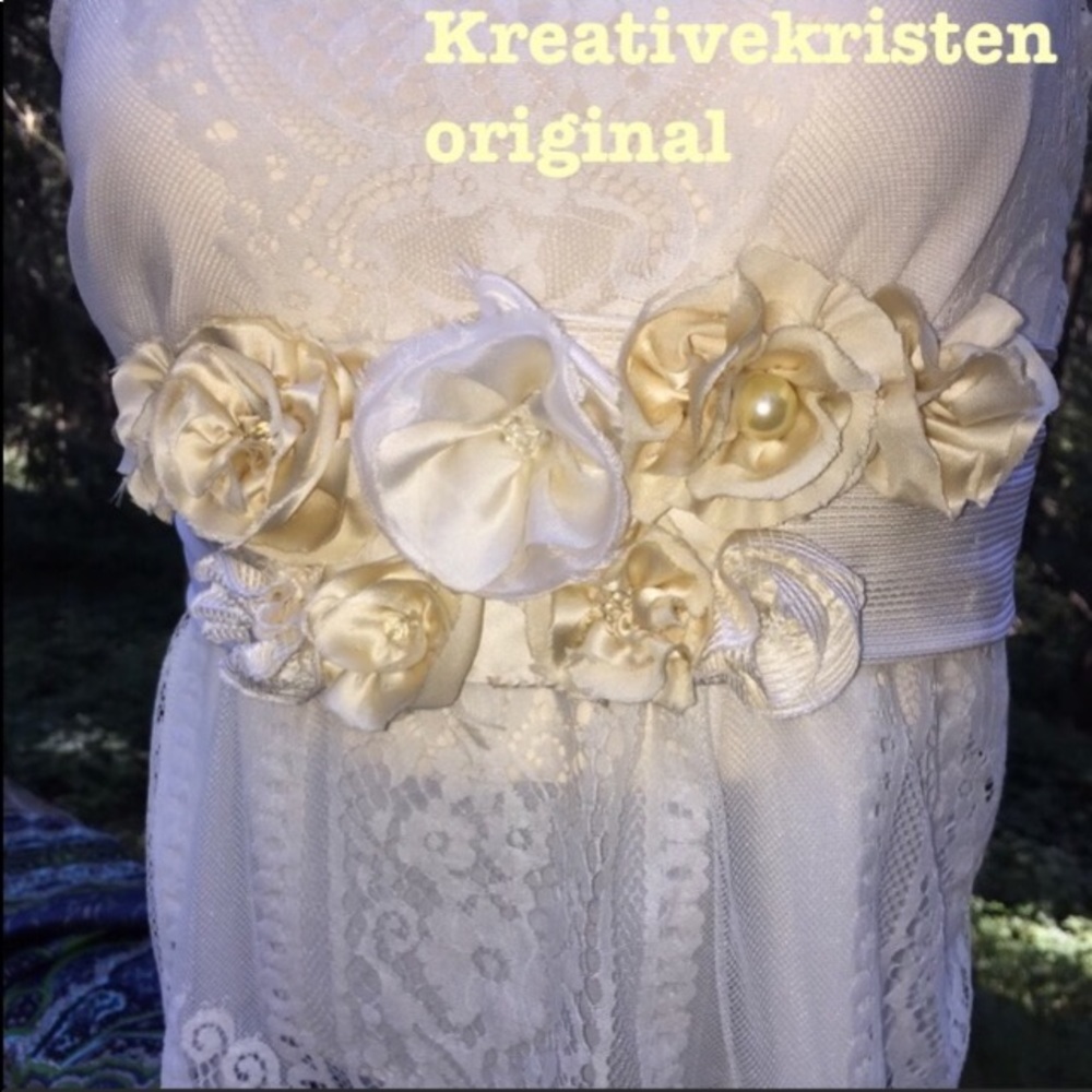 Kreativekristen upcycle tie/flower cummerbund,vintage statement belt - Picture 7 of 9